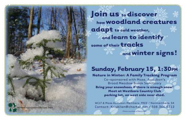 Nature In Winter Poster WCLT and Mass Audubon members are free.
